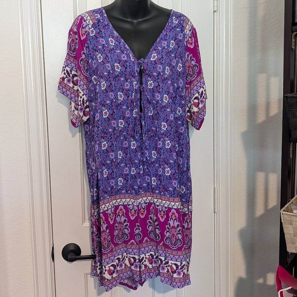 BloomChic Boho Printed Romper, Size 2X